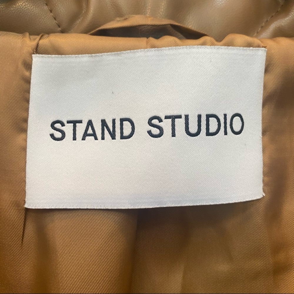 STAND STUDIO Jacinda Quilted Faux-leather Puffy Jacket  Brown NWOT EU 42 US 10 - Picture 6 of 8